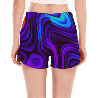 Dark Psychedelic Trippy Print Women's Split Running Shorts