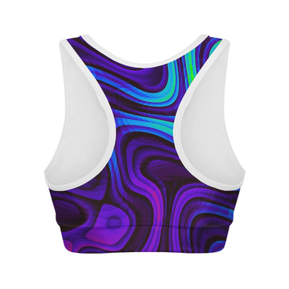 Dark Psychedelic Trippy Print Women's Sports Bra