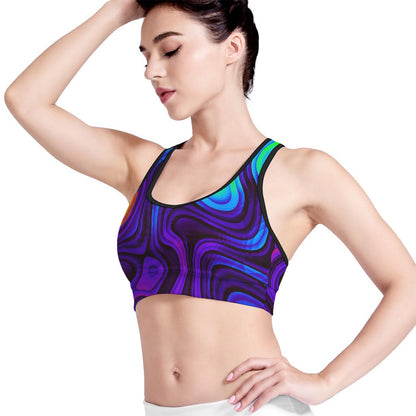 Dark Psychedelic Trippy Print Women's Sports Bra