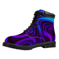Dark Psychedelic Trippy Print Padded Collar Lace Up Boots