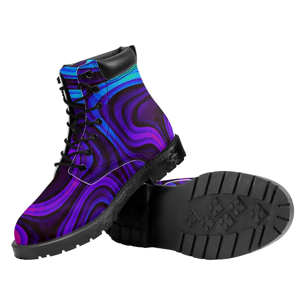 Dark Psychedelic Trippy Print Work Boots