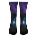 Dark Purple Blue Galaxy Space Print Crew Socks