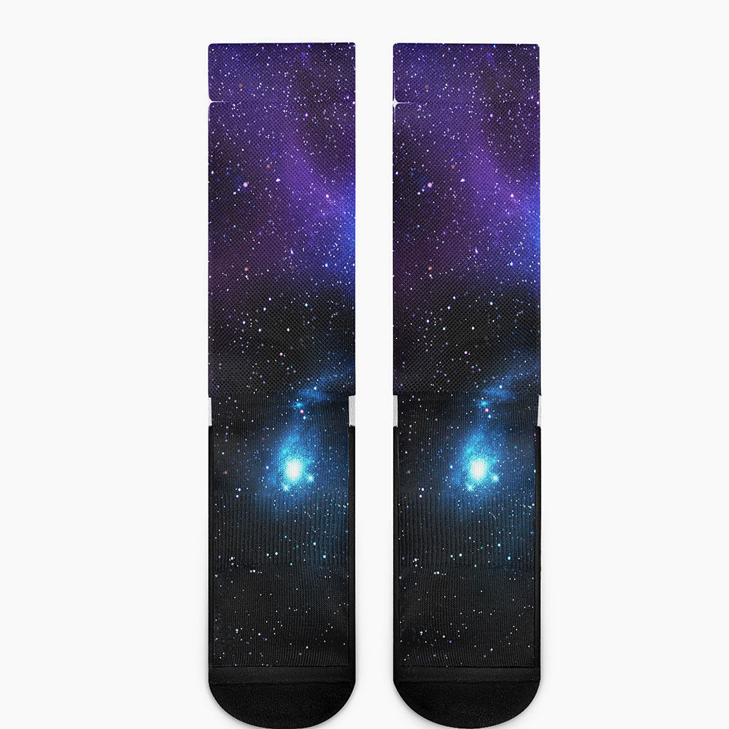Dark Purple Blue Galaxy Space Print Crew Socks