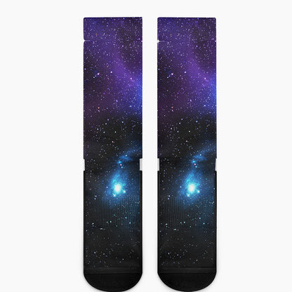 Dark Purple Blue Galaxy Space Print Crew Socks