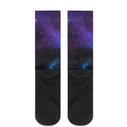 Dark Purple Blue Galaxy Space Print Crew Socks