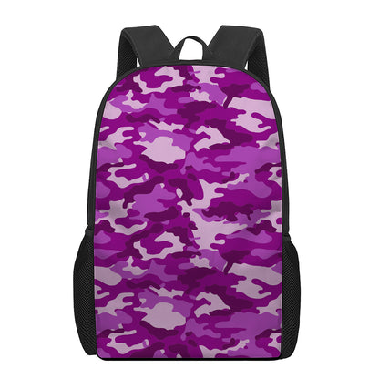Dark Purple Camouflage Print 17 Inch Backpack