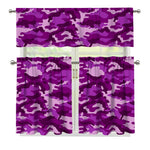 Dark Purple Camouflage Print 3 Piece Kitchen Curtains