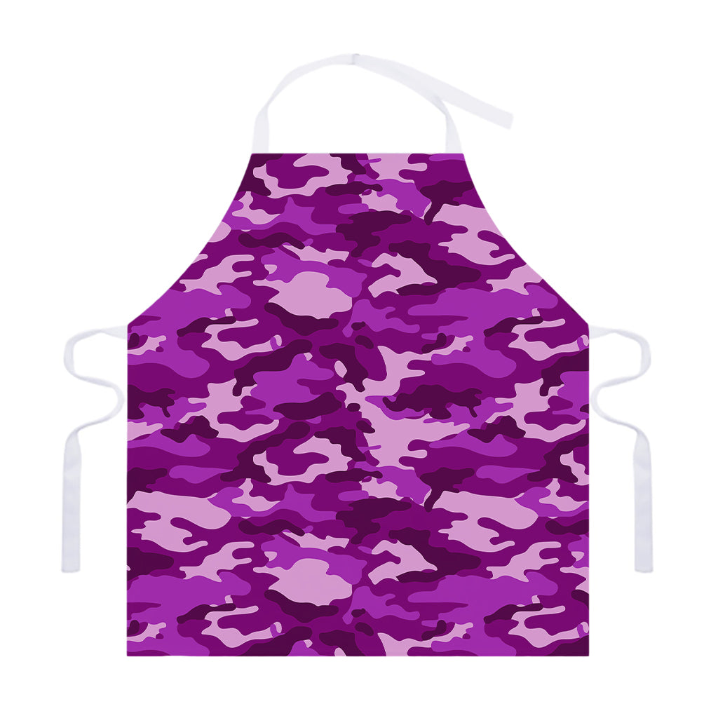 Dark Purple Camouflage Print Adjustable Apron