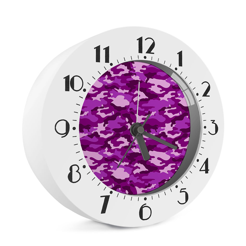 Dark Purple Camouflage Print Alarm Clock