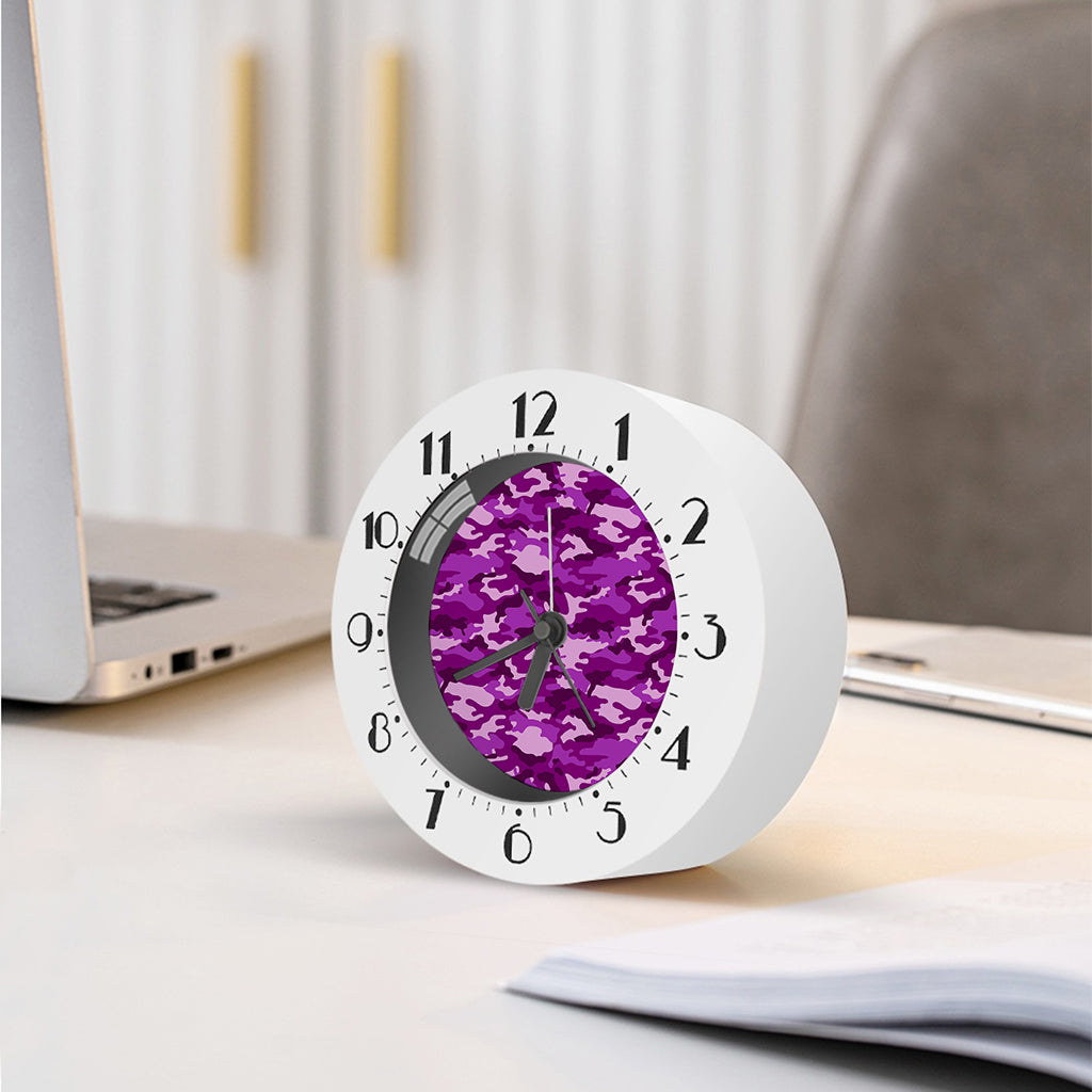 Dark Purple Camouflage Print Alarm Clock