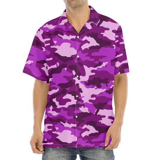Dark Purple Camouflage Print Aloha Shirt