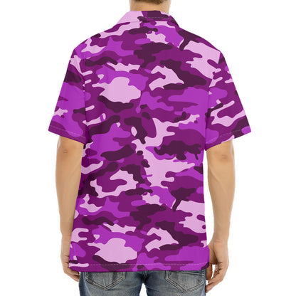 Dark Purple Camouflage Print Aloha Shirt