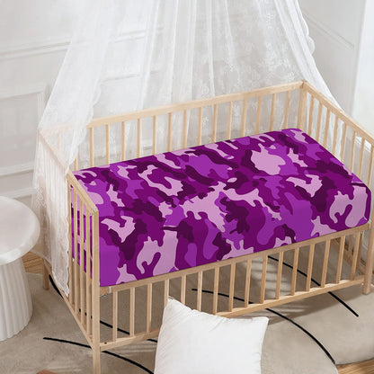 Dark Purple Camouflage Print Baby Crib Sheet