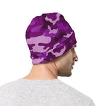 Dark Purple Camouflage Print Beanie