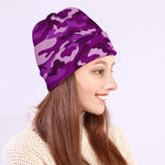 Dark Purple Camouflage Print Beanie