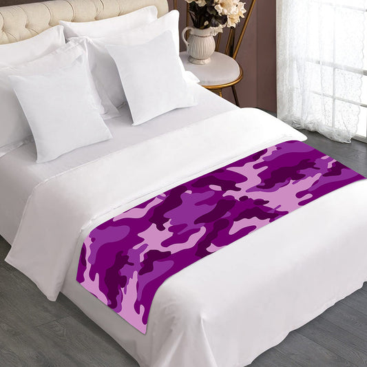 Dark Purple Camouflage Print Bed Runner