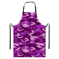 Dark Purple Camouflage Print Bib Apron With Pocket