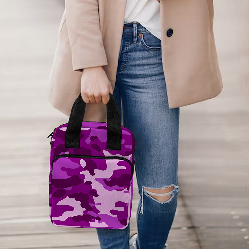 Dark Purple Camouflage Print Bible Tote Bag
