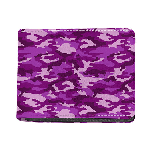 Dark Purple Camouflage Print Bifold Wallet