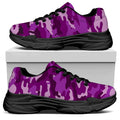 Dark Purple Camouflage Print Black Chunky Shoes