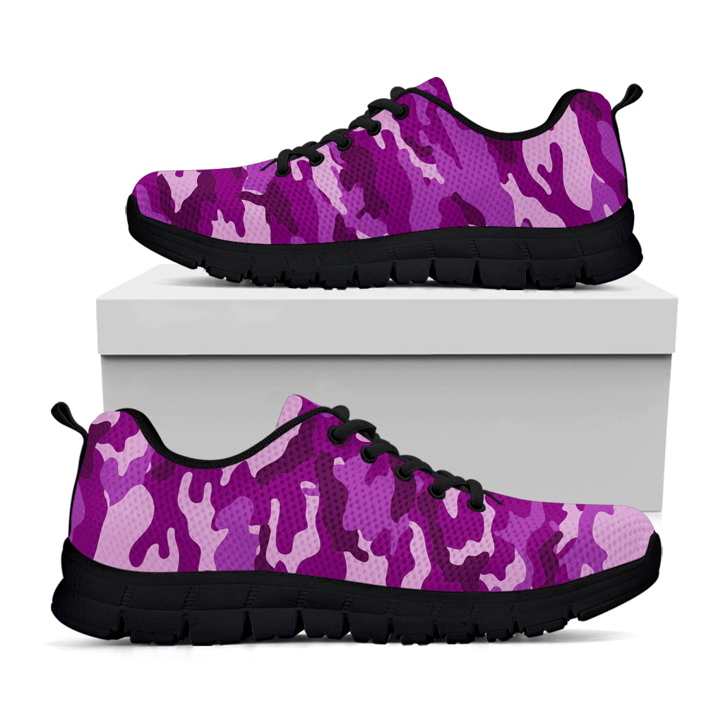 Dark Purple Camouflage Print Black Running Shoes
