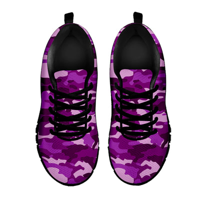 Dark Purple Camouflage Print Black Running Shoes