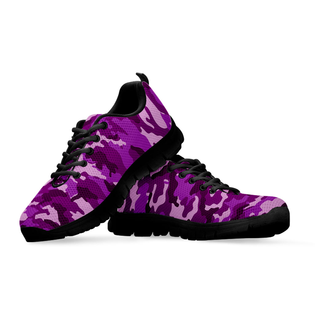 Dark Purple Camouflage Print Black Running Shoes