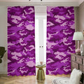 Dark Purple Camouflage Print Dimout Pencil Pleat Curtains