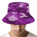 Dark Purple Camouflage Print Bucket Hat