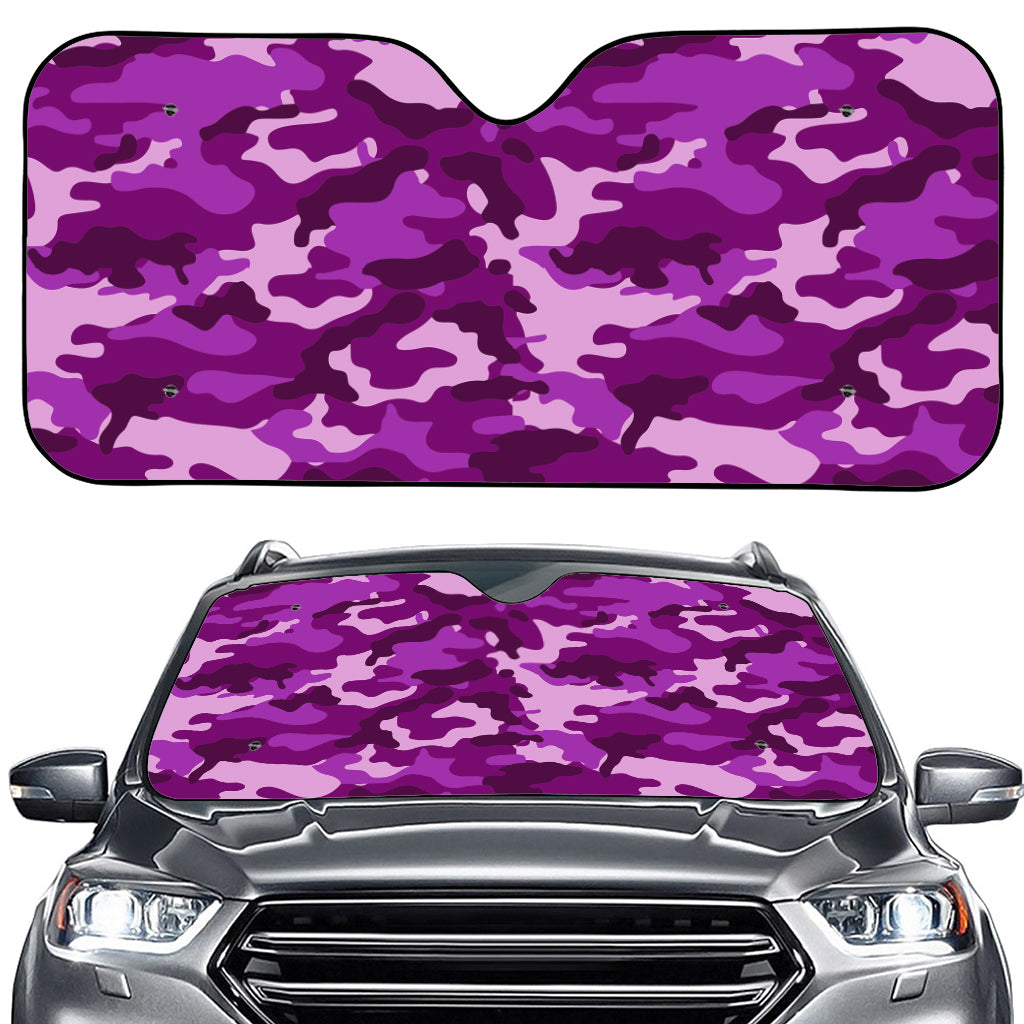 Dark Purple Camouflage Print Car Windshield Sun Shade