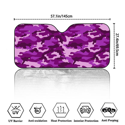 Dark Purple Camouflage Print Car Windshield Sun Shade