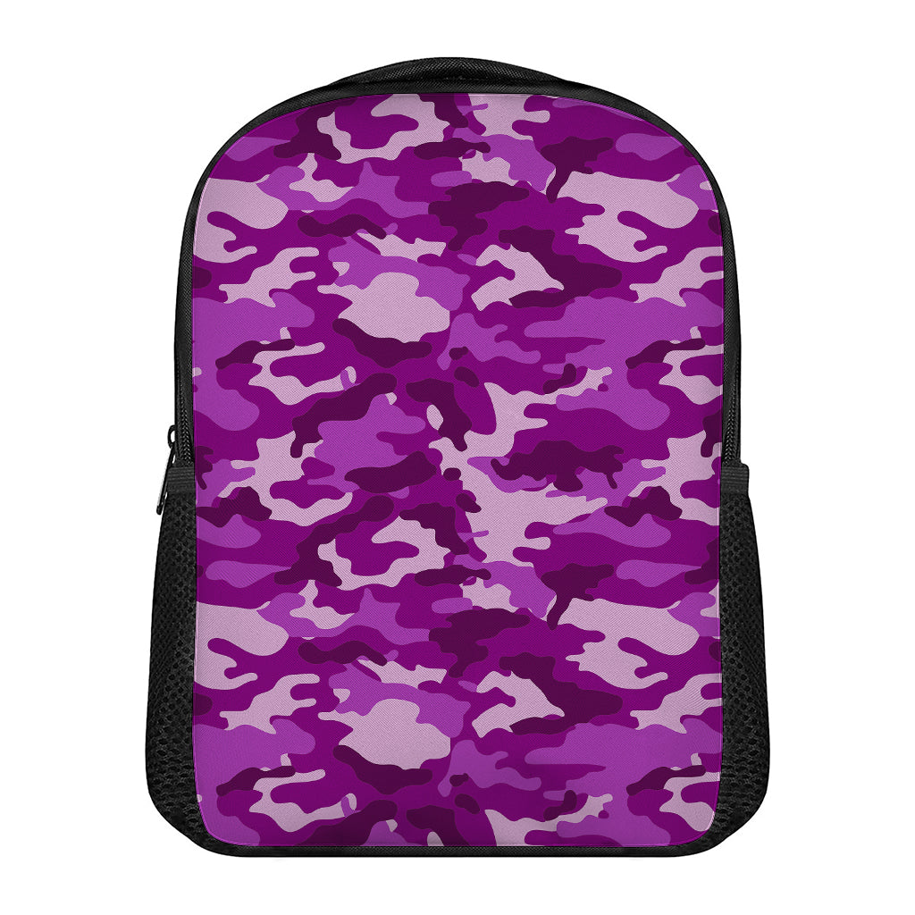 Dark Purple Camouflage Print Casual Backpack