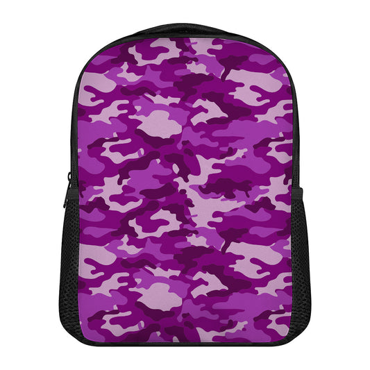 Dark Purple Camouflage Print Casual Backpack