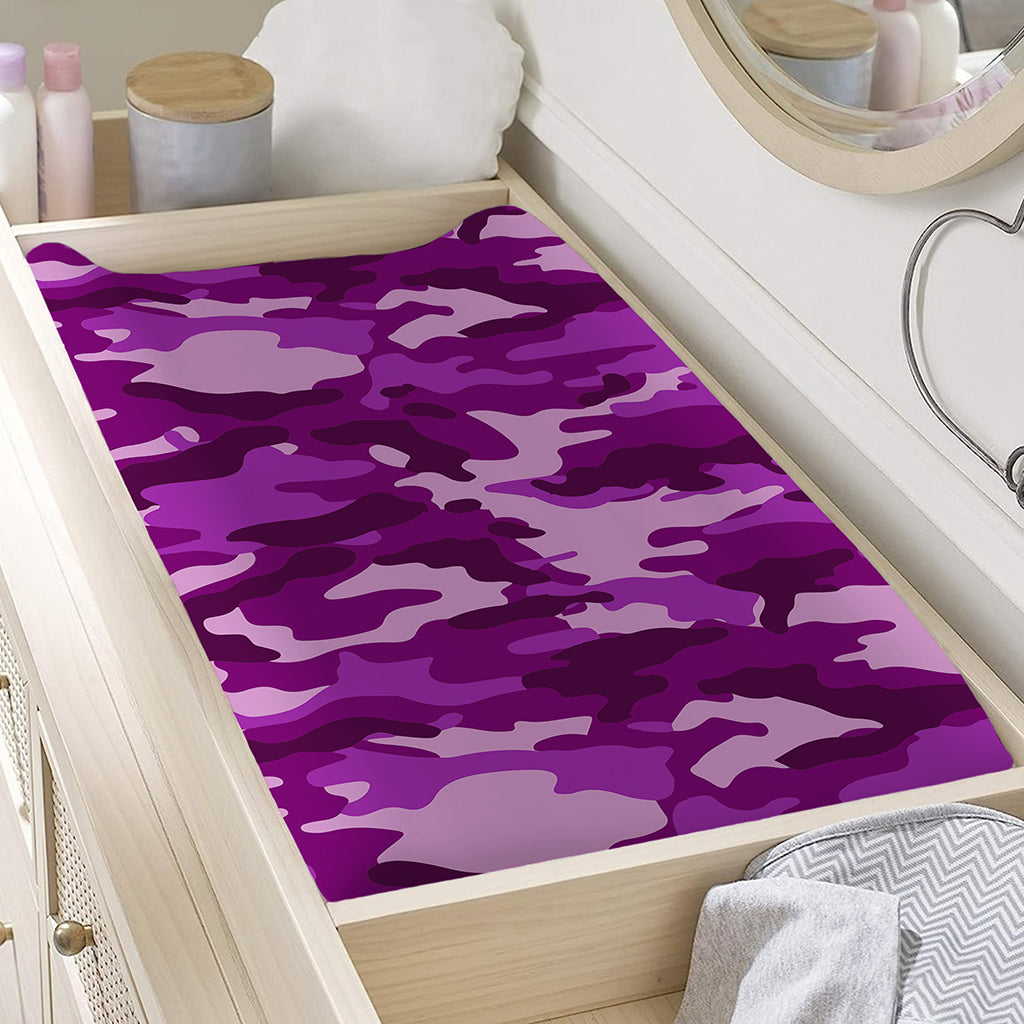 Dark Purple Camouflage Print Changing Pad Cover