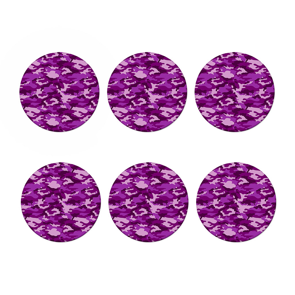 Dark Purple Camouflage Print Coaster Set