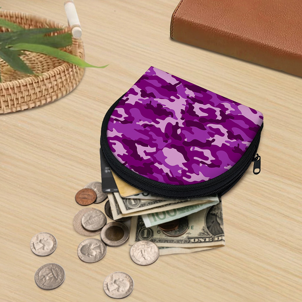 Dark Purple Camouflage Print Coin Purse
