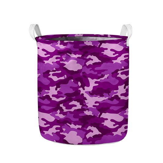 Dark Purple Camouflage Print Collapsible Laundry Basket