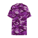 Dark Purple Camouflage Print Cotton Hawaiian Shirt
