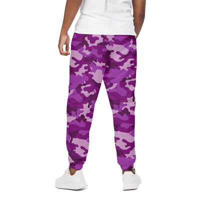Dark Purple Camouflage Print Cotton Pants