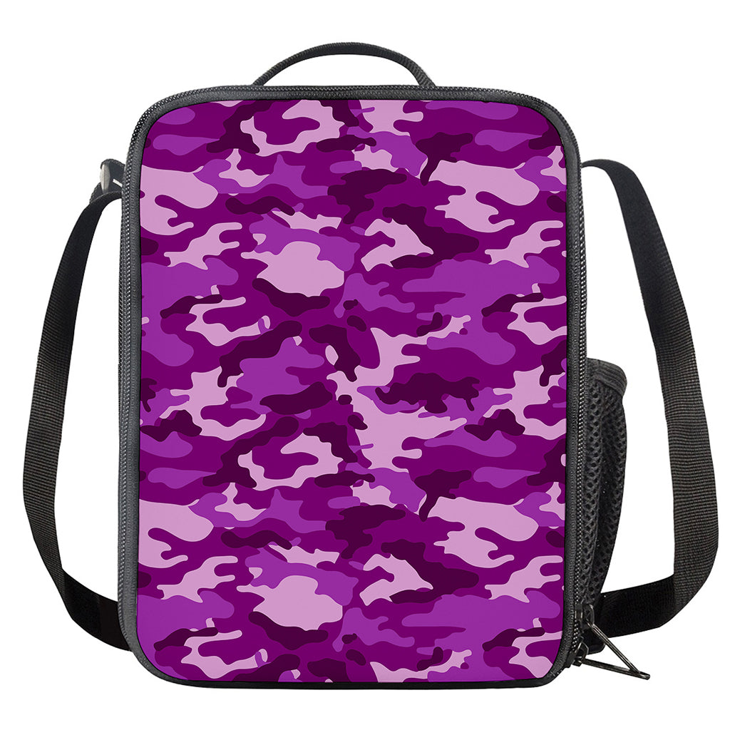 Dark Purple Camouflage Print Crossbody Lunch Bag