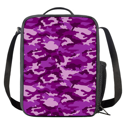 Dark Purple Camouflage Print Crossbody Lunch Bag