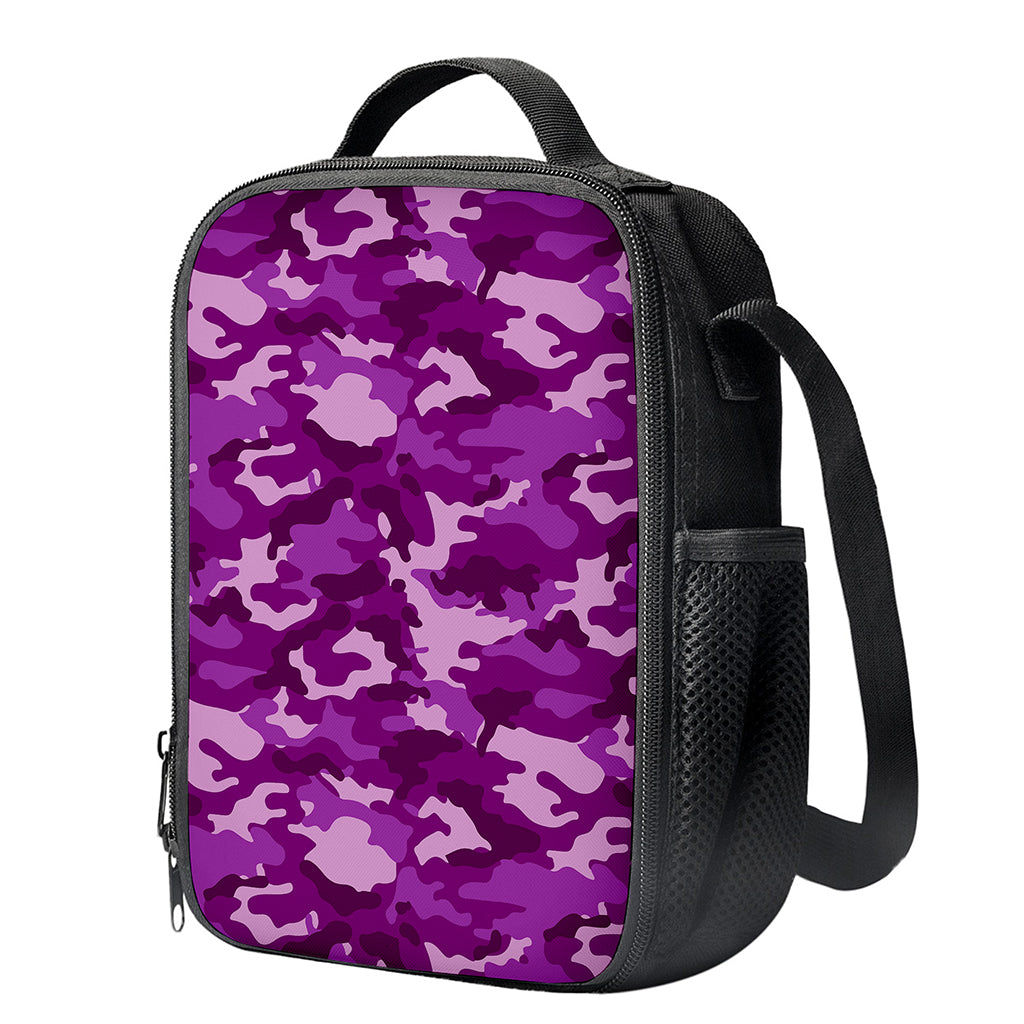 Dark Purple Camouflage Print Crossbody Lunch Bag