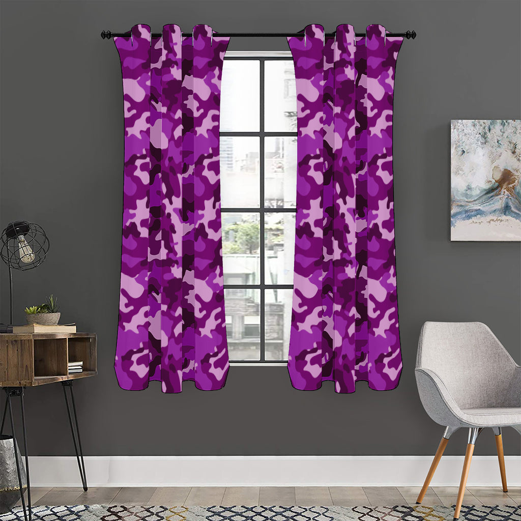Dark Purple Camouflage Print Curtain