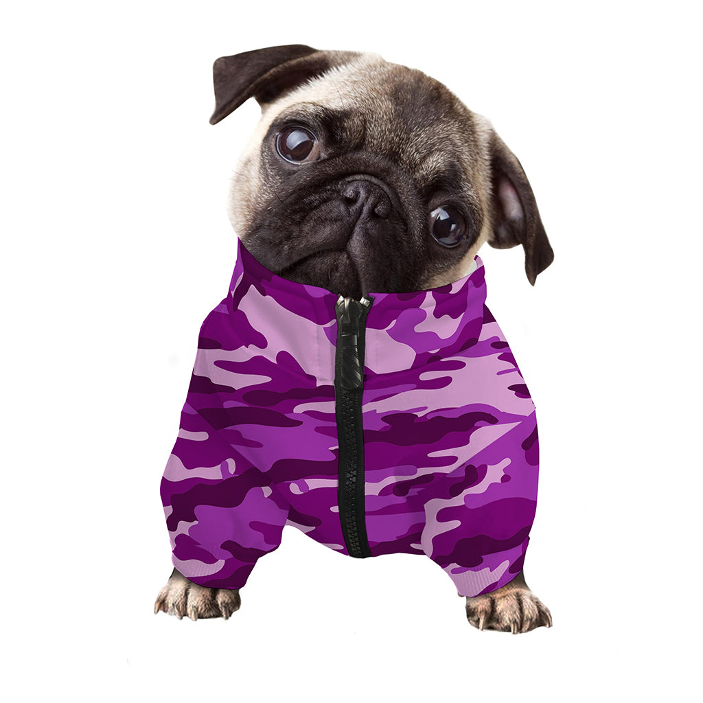 Dark Purple Camouflage Print Dog Zip Up Jacket