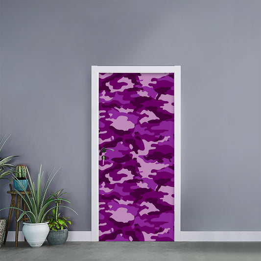 Dark Purple Camouflage Print Door Sticker