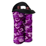 Dark Purple Camouflage Print Double Neoprene Wine Tote