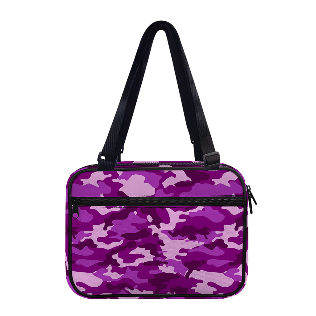 Dark Purple Camouflage Print Double Strap Bible Bag
