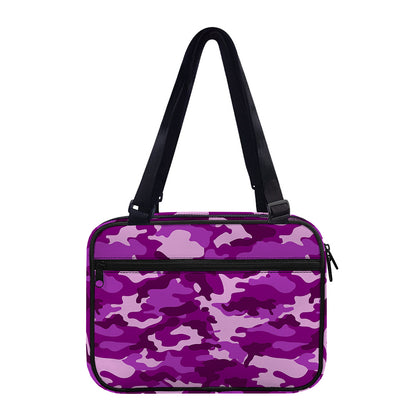 Dark Purple Camouflage Print Double Strap Bible Bag