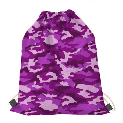 Dark Purple Camouflage Print Drawstring Bag