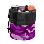 Dark Purple Camouflage Print Drawstring Makeup Bag